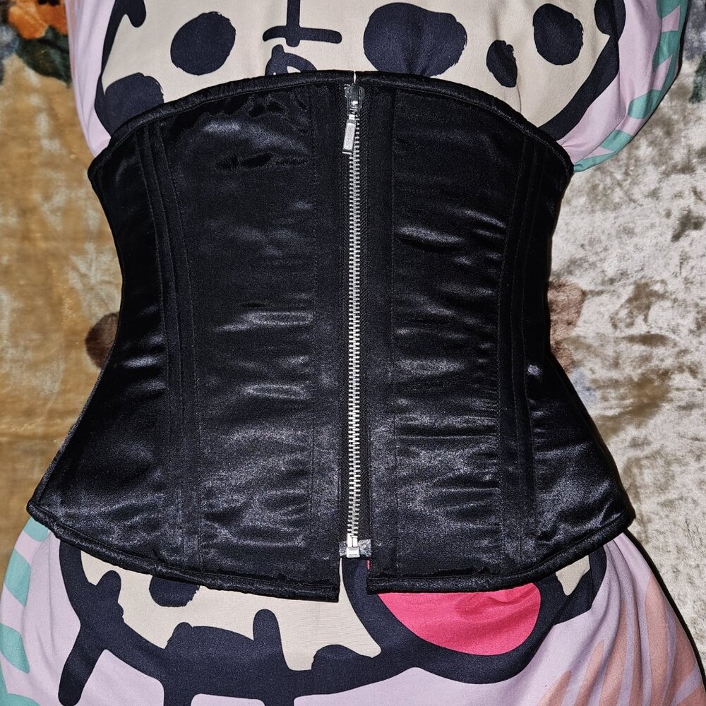 NWT 28"/L 1022 BLACK TIGHT LACING WAIST TRAINING ZIPPER CORSET ROCKABILLY GOTH